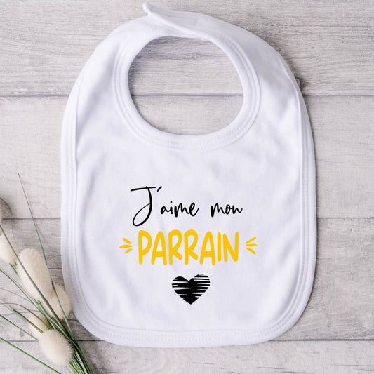 Bavoir pour bébé - PARRAIN - J'aime mon parrain (v2512)