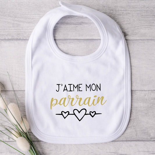Bavoir pour bébé - PARRAIN - J'aime mon parrain (v2514)