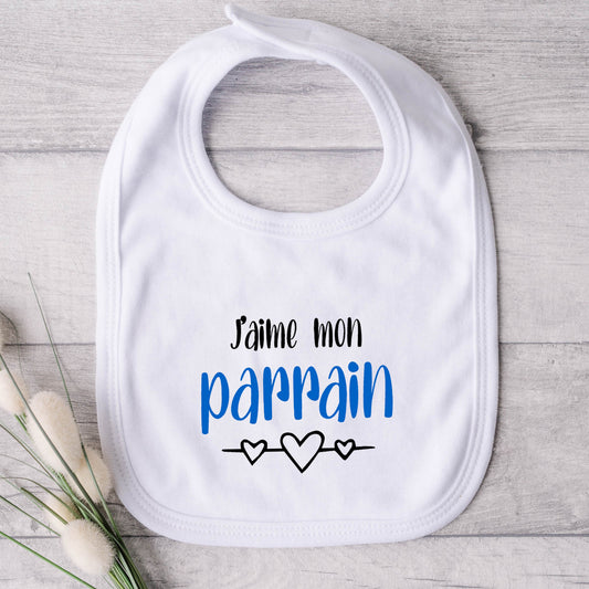 Bavoir pour bébé - PARRAIN - J'aime mon parrain (v2515)