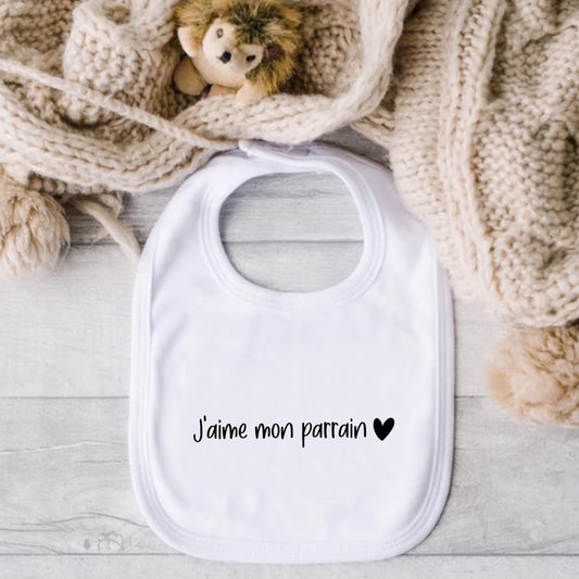 Bavoir pour bébé - PARRAIN - J'aime mon parrain (v2516)