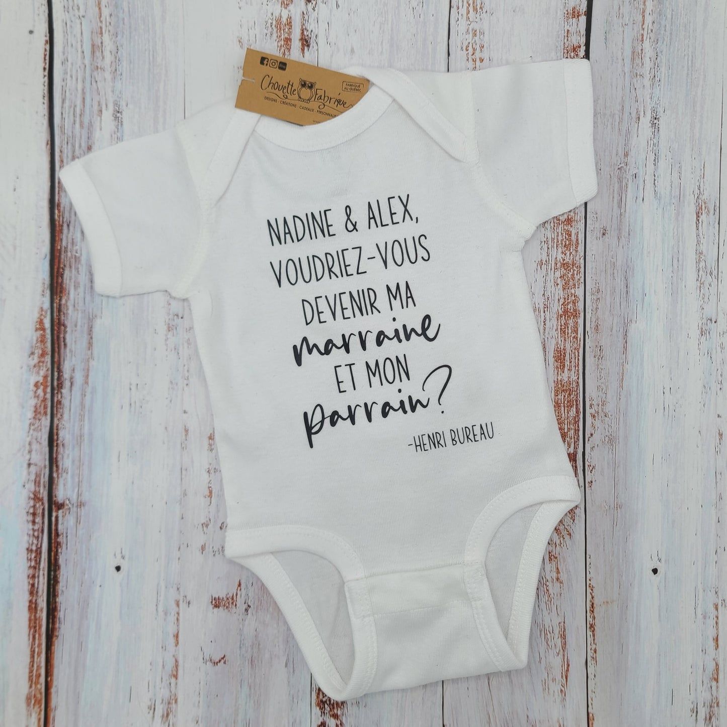Cache-couche pour bébé - Annonce - NOM(S) Parrain et Marraine - Demande de l'enfant