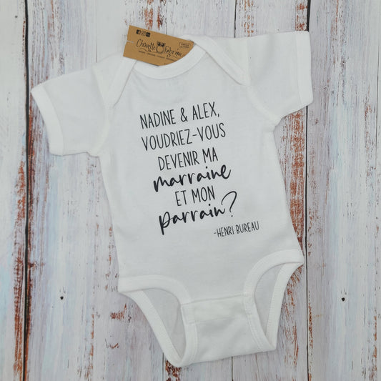 Cache-couche pour bébé - Annonce - NOM(S) Parrain et Marraine - Demande de l'enfant