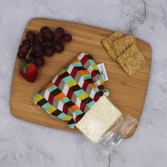 Protège fromage / Couvre fromage Réutilisable - Remplace pellicule de plastique – Multicouleurs - Géométrique