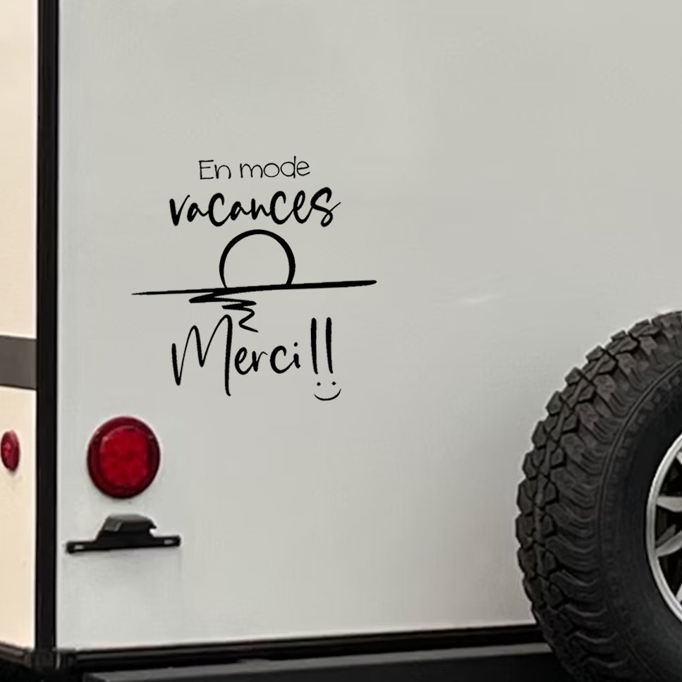 Décalque de vinyle - VR - En mode vacances Merci !! (PLUSIEURS FORMATS)