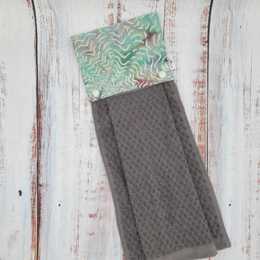 Essuie-mains - Serviette à mains - Cuisine/VR(Camping) - Serviette grise - Tourbillon Bleu, Aqua, Bourgogne