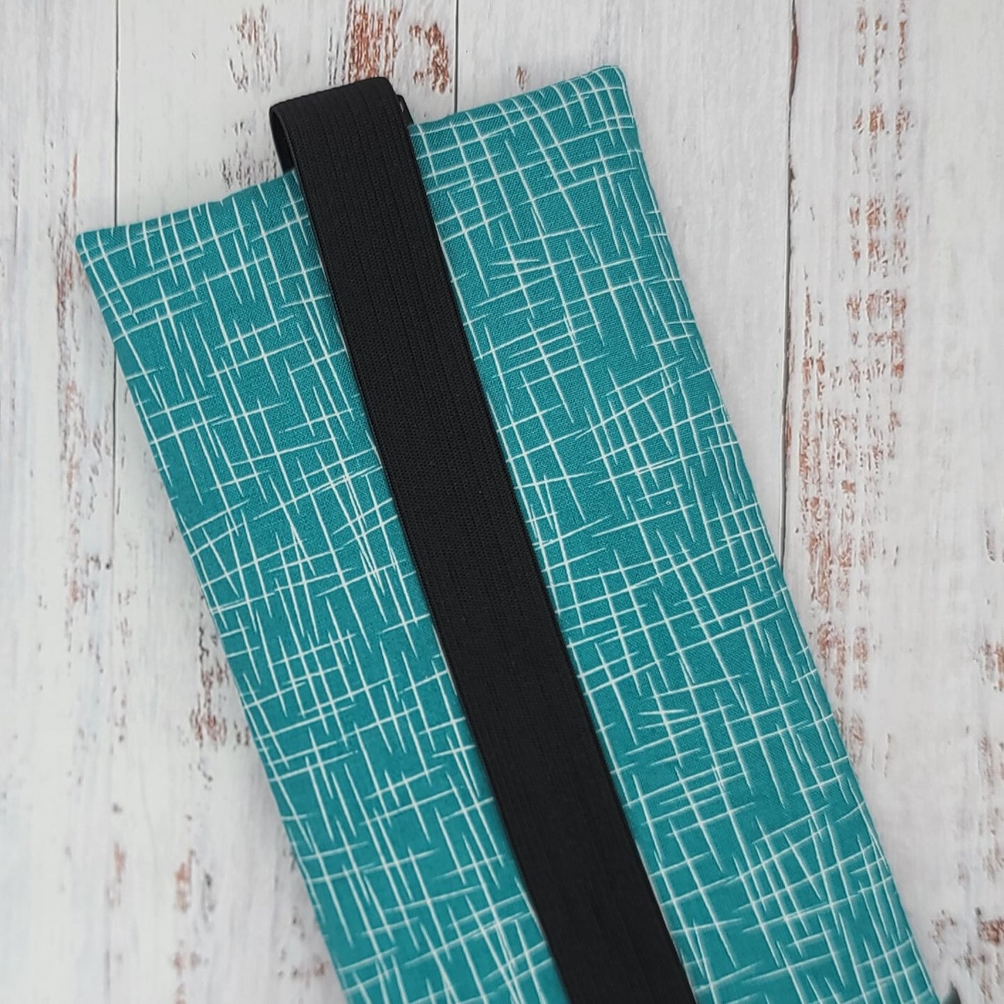 Étuis à crayons à élastique marque-page - Signet - Pour agenda, livres, etc. - Motifs hachurés (Teal)