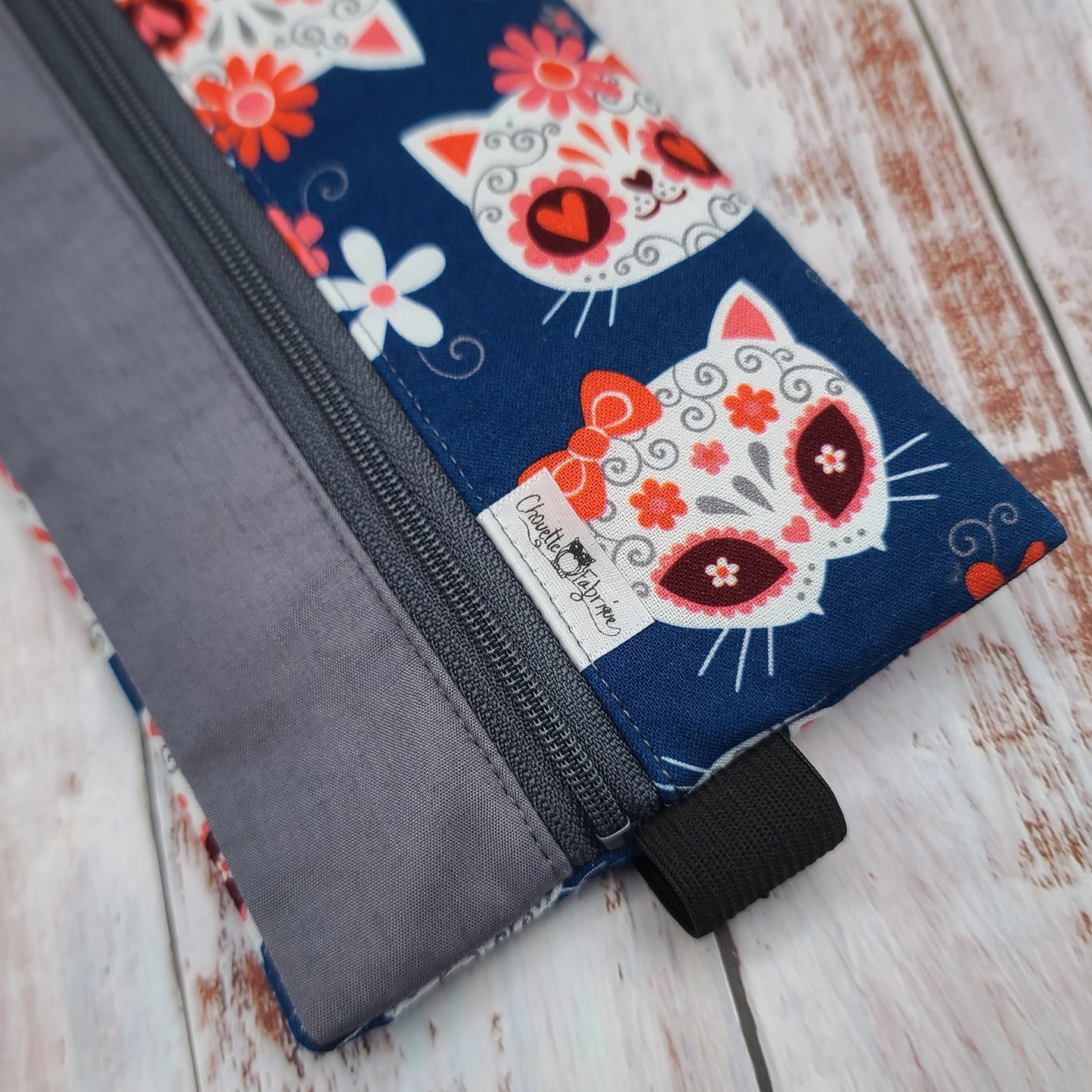 Étuis à crayons à élastique marque-page - Signet - Pour agenda, livres, etc. - Chats "Calavera"