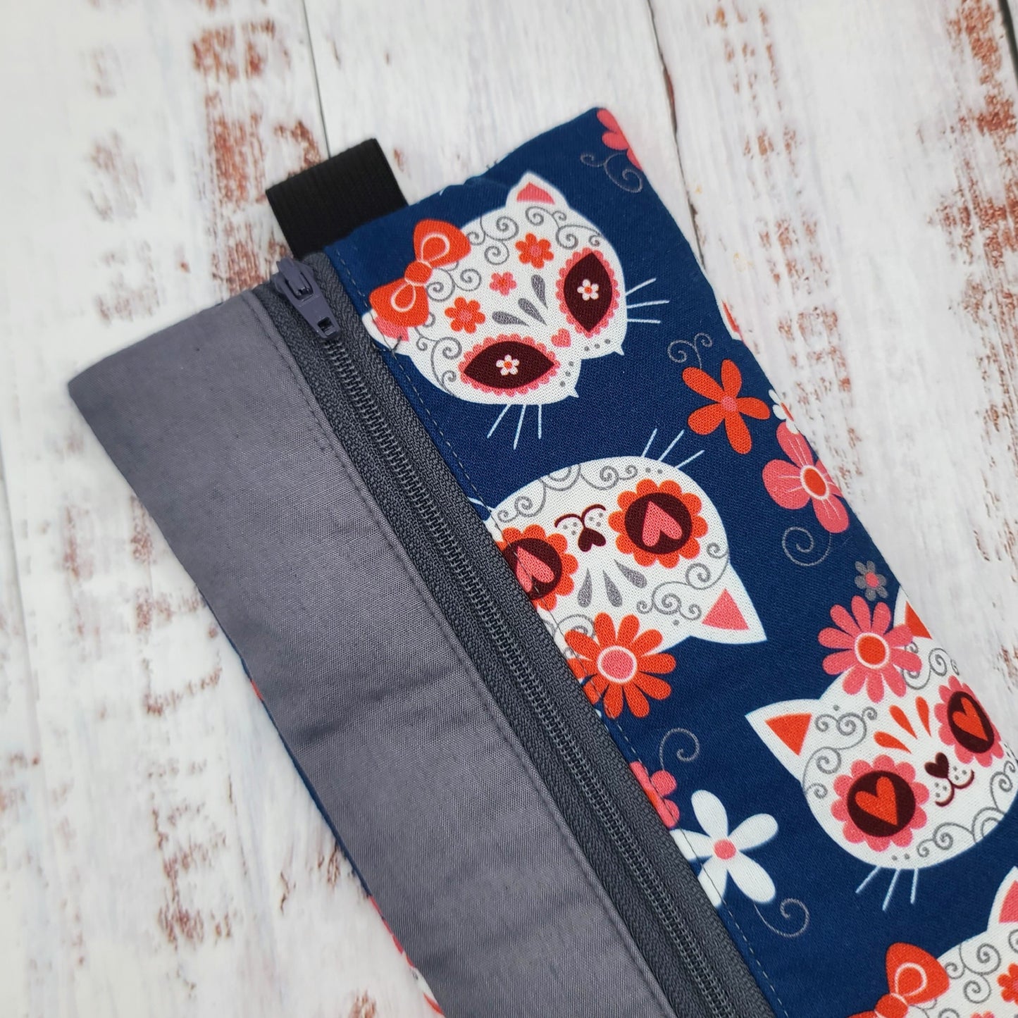 Étuis à crayons à élastique marque-page - Signet - Pour agenda, livres, etc. - Chats "Calavera"