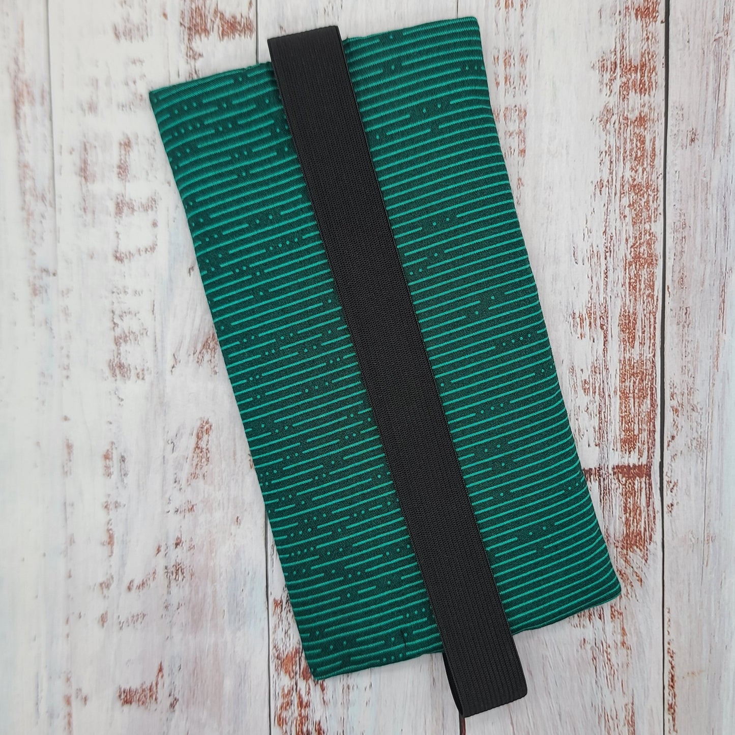 Étuis à crayons à élastique marque-page - Signet - Pour agenda, livres, etc. - Motifs lignes sur tons verts