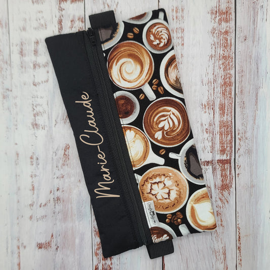 Étuis à crayons à élastique marque-page - Signet - Pour agenda, livres, etc. - Café