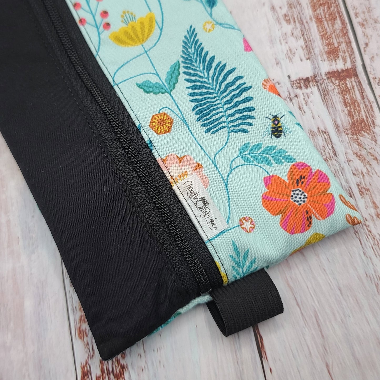 Étuis à crayons à élastique marque-page - Signet - Pour agenda, livres, etc. - Fleurs sur tiges & Abeilles