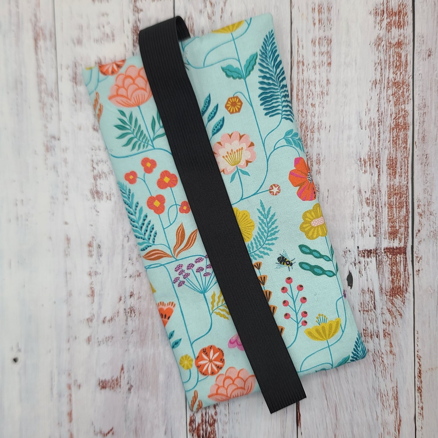 Étuis à crayons à élastique marque-page - Signet - Pour agenda, livres, etc. - Fleurs sur tiges & Abeilles