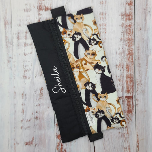 Étuis à crayons à élastique marque-page - Signet - Pour agenda, livres, etc. - Chats Bruns & Noirs