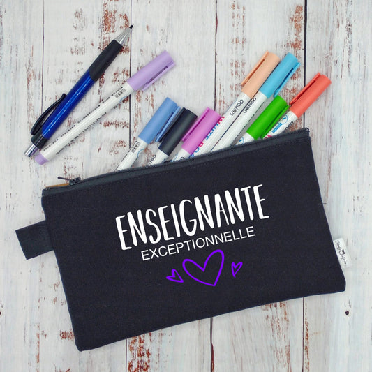 (CHOIX COULEURS & PROFESSION) Étui à crayons - Enseignante (ou autre) exceptionnelle - v5