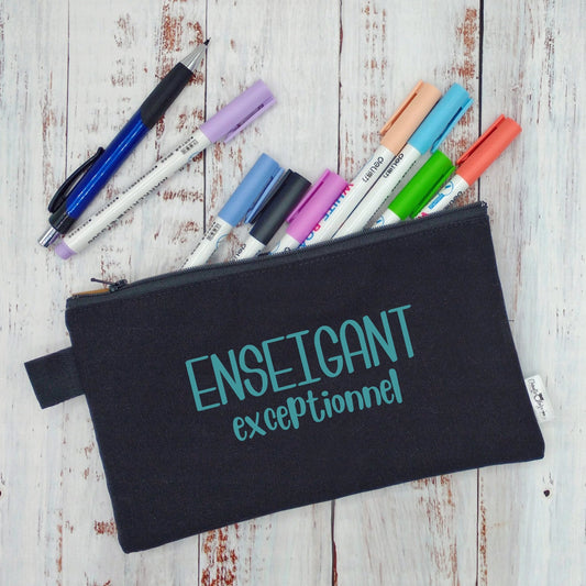 (CHOIX COULEURS & PROFESSION) Étui à crayons - Enseignant (ou autre) exceptionnel - v9
