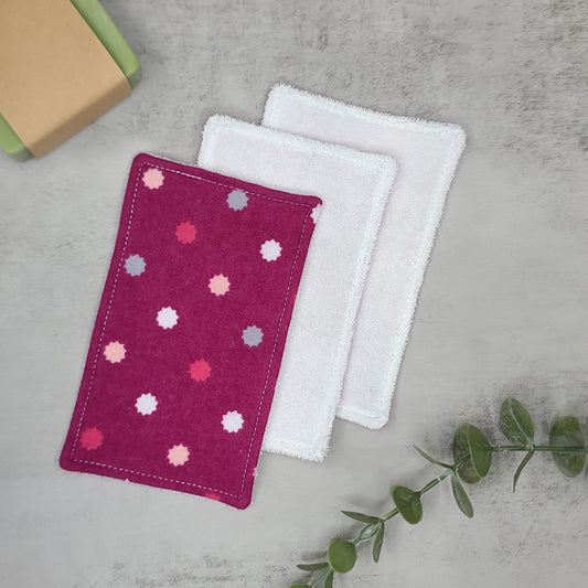 Lingettes démaquillantes - 3/Paquet - Motifs sur fond bourgogne