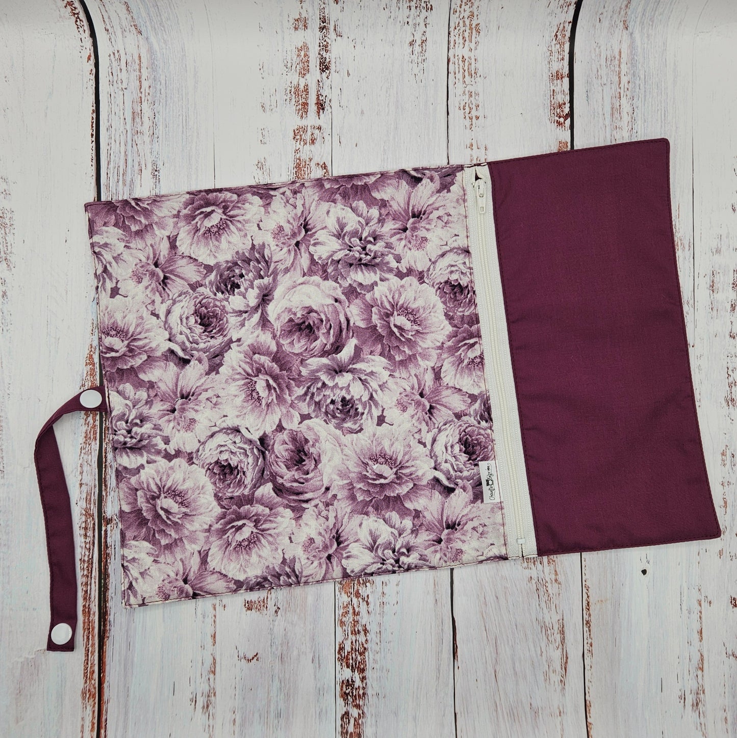Napperon personnalise (Couleur d'impression au choix) - Roses antiques - Pochette bourgogne