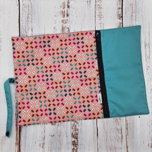 Napperon personnalise (Couleur d'impression au choix) - Macarons - Pochette turquoise