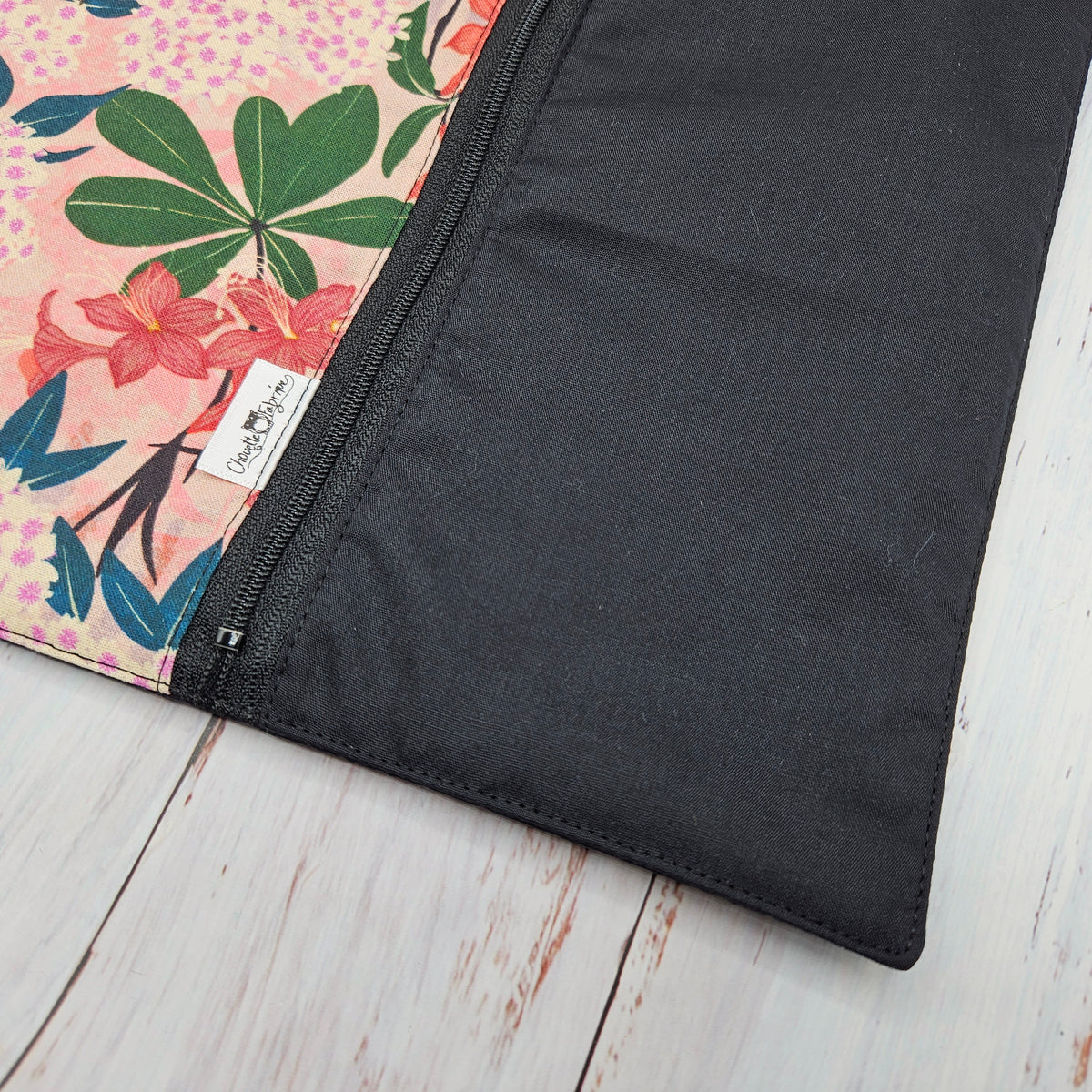 Napperon personnalisé (Couleur d'impression au choix) - Fleurs - Fleurs & Papillons - Pochette noire