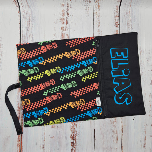 Napperon personnalise (Couleur d'impression au choix) - Voitures de courses - Pochette noire