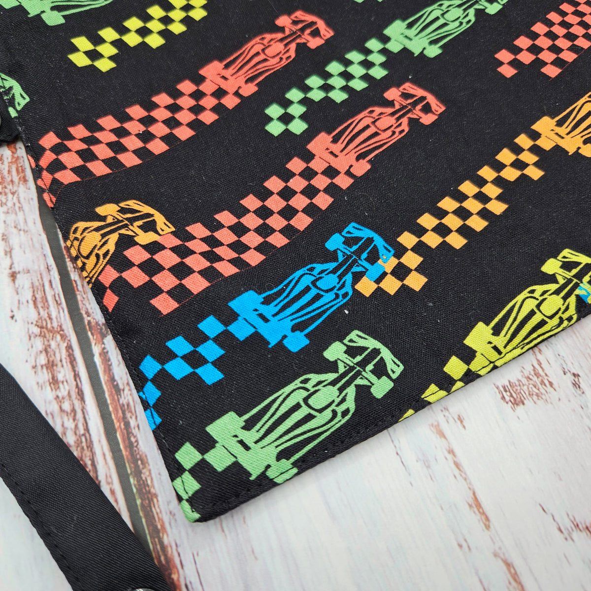 Napperon personnalise (Couleur d'impression au choix) - Voitures de courses - Pochette noire