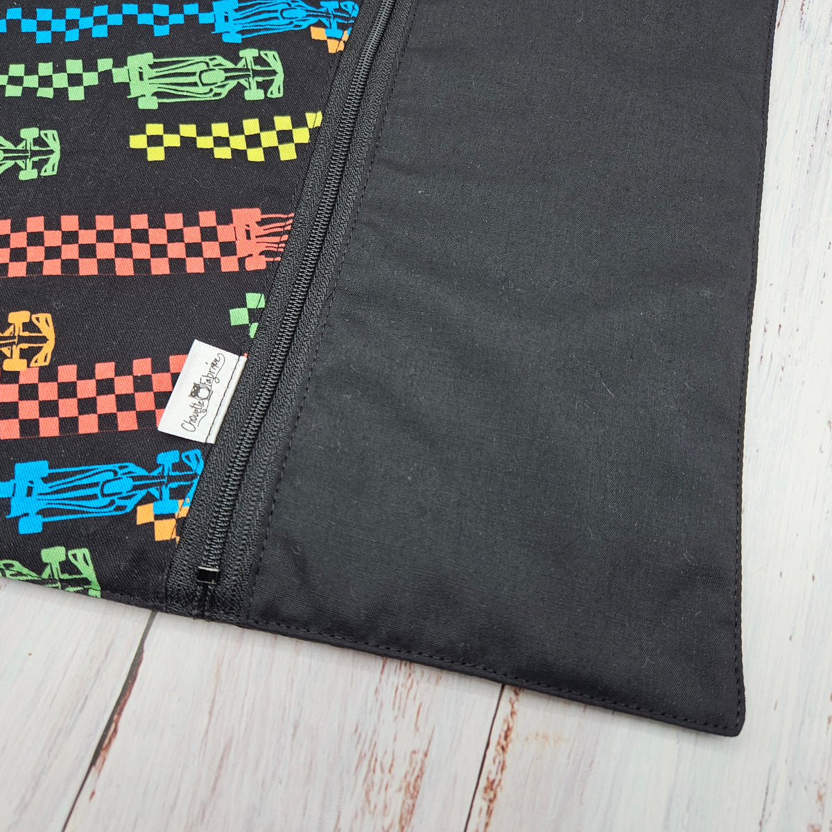 Napperon personnalise (Couleur d'impression au choix) - Voitures de courses - Pochette noire