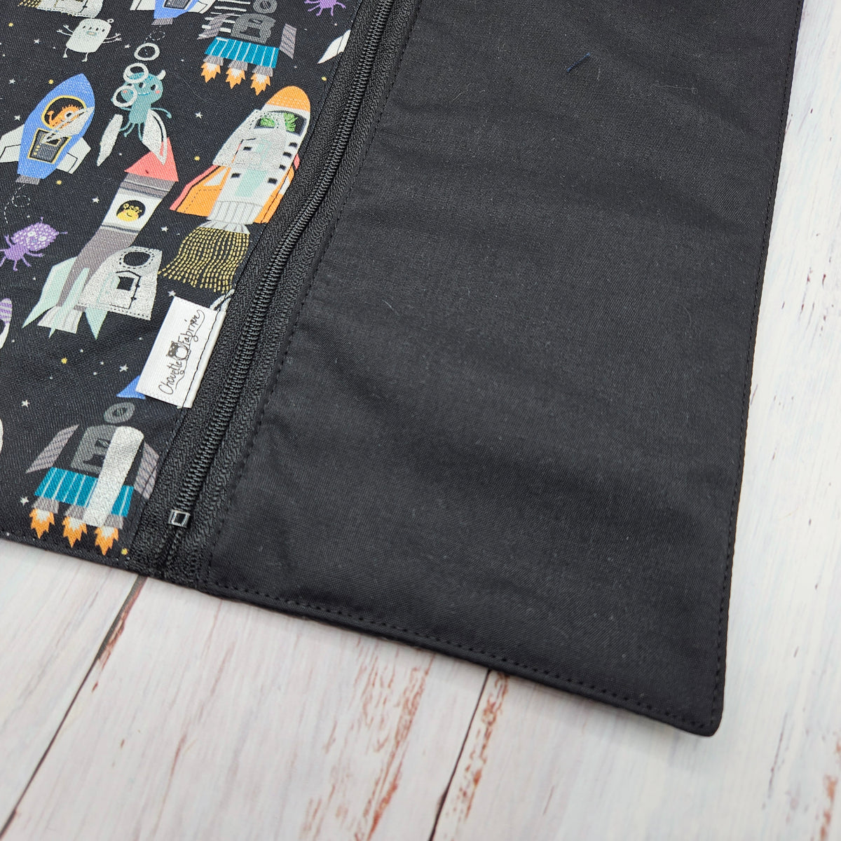Napperon personnalisé (Couleur d'impression au choix) - Espace - Fusées - Pochette noire