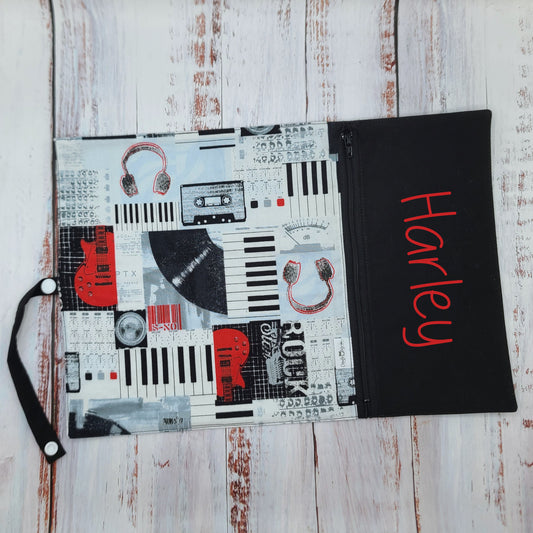 Napperon personnalise (Couleur d'impression au choix) - Musique - Instruments rouges et noirs - Pochette noire