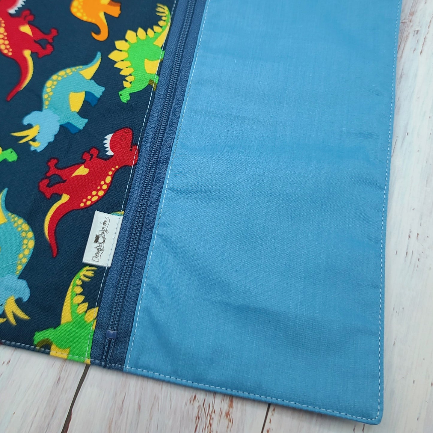 Napperon personnalise (Couleur d'impression au choix) - Animaux - Dinosaures de couleurs - Pochette bleue