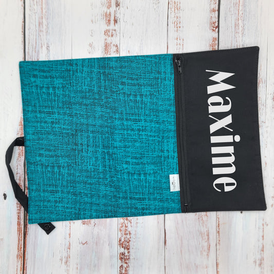 Napperon personnalise (Couleur d'impression au choix) - Motifs hachurés - Teal - Pochette noire