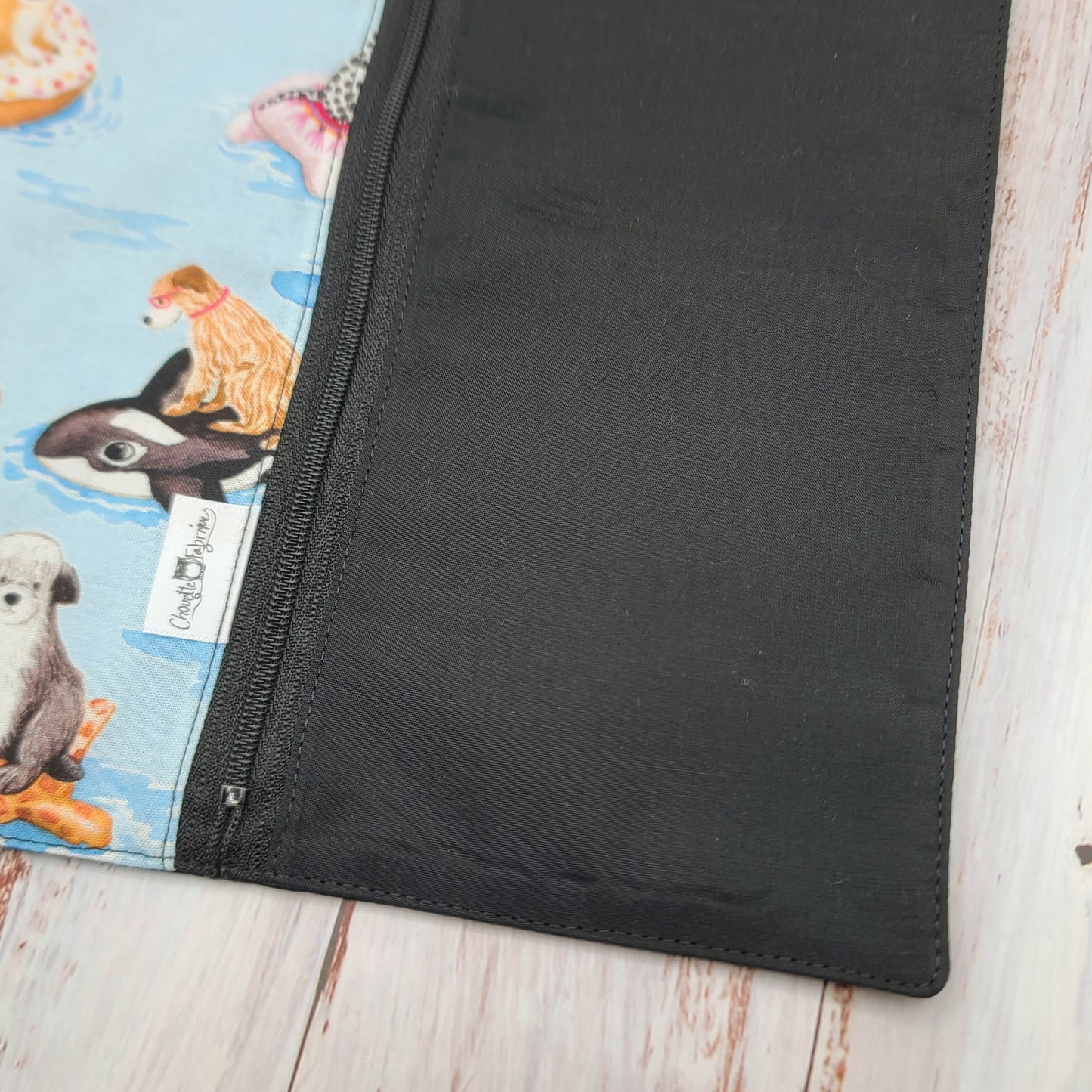 Napperon personnalise (Couleur d'impression au choix) - Animaux - Chiens piscine - Pochette noire