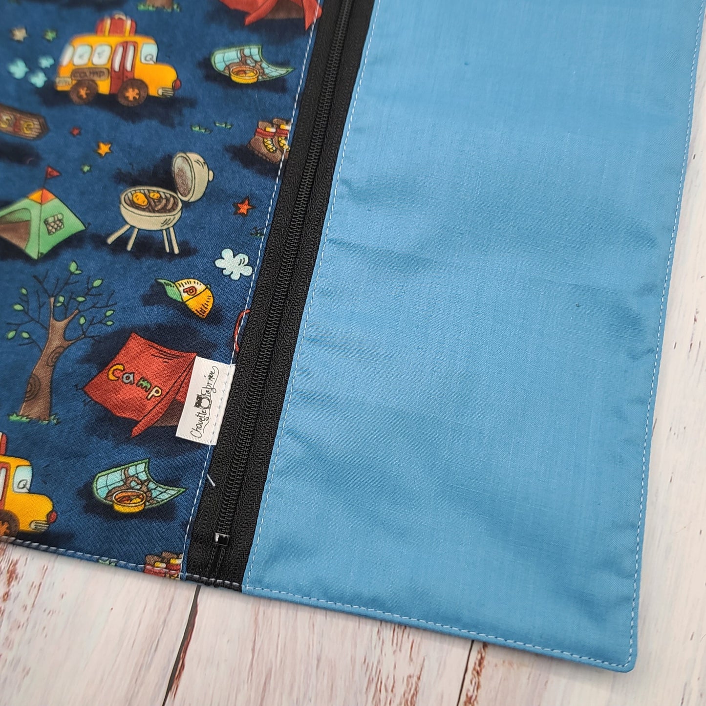 Napperon personnalise (Couleur d'impression au choix) - Randonnée / Camp de vacances - Pochette bleue