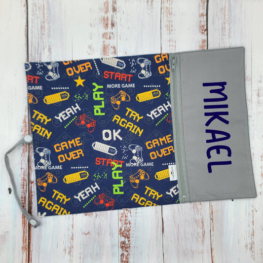 Napperon personnalise (Couleur d'impression au choix) - Gamer - Jeux vidéos - Game over - Pochette grise