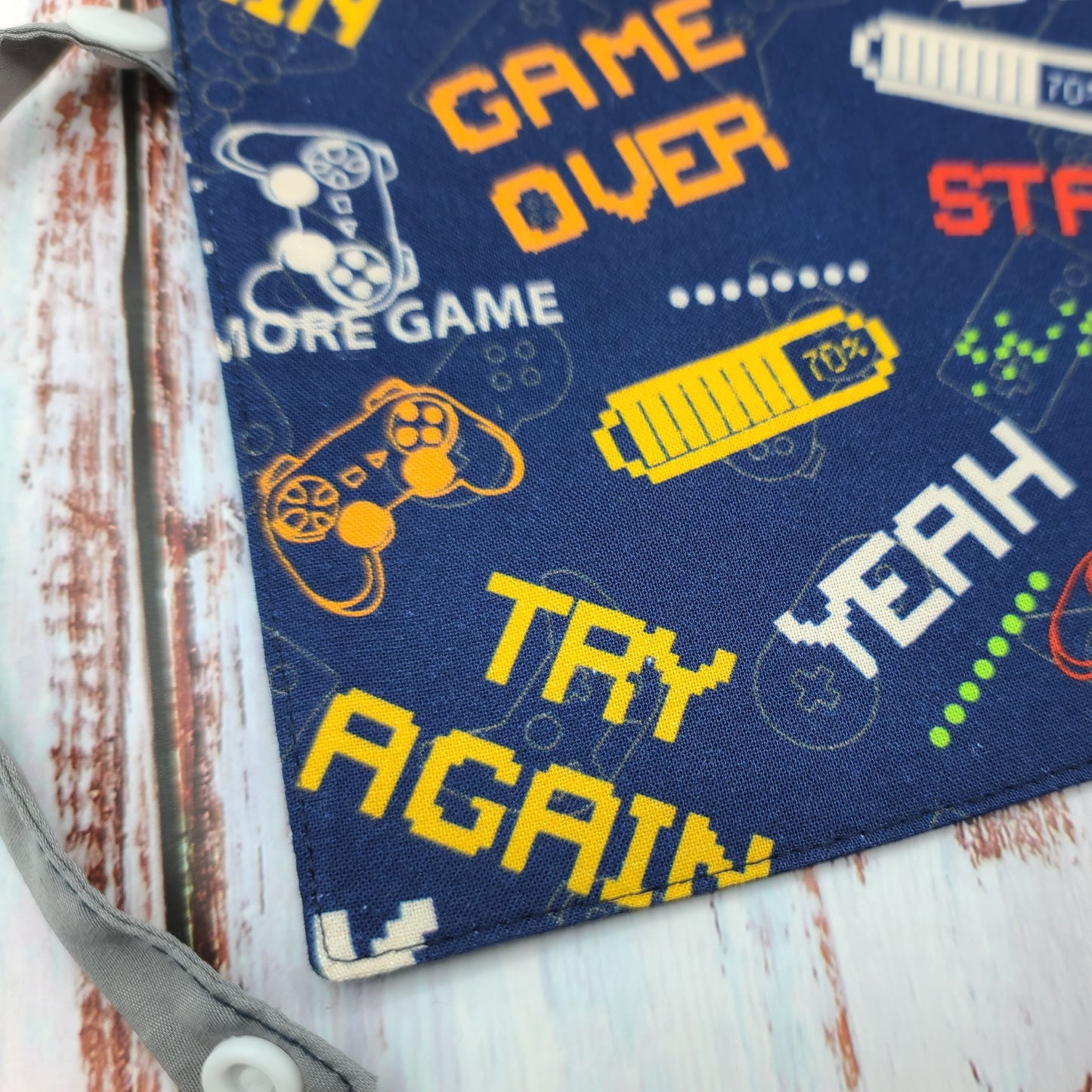 Napperon personnalise (Couleur d'impression au choix) - Gamer - Jeux vidéos - Game over - Pochette grise