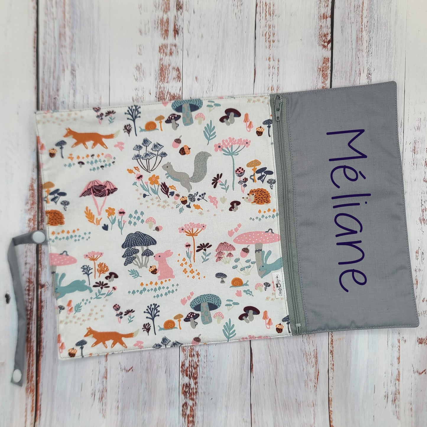 Napperon personnalise (Couleur d'impression au choix) - Nature douce - Lièvres - Pochette grise