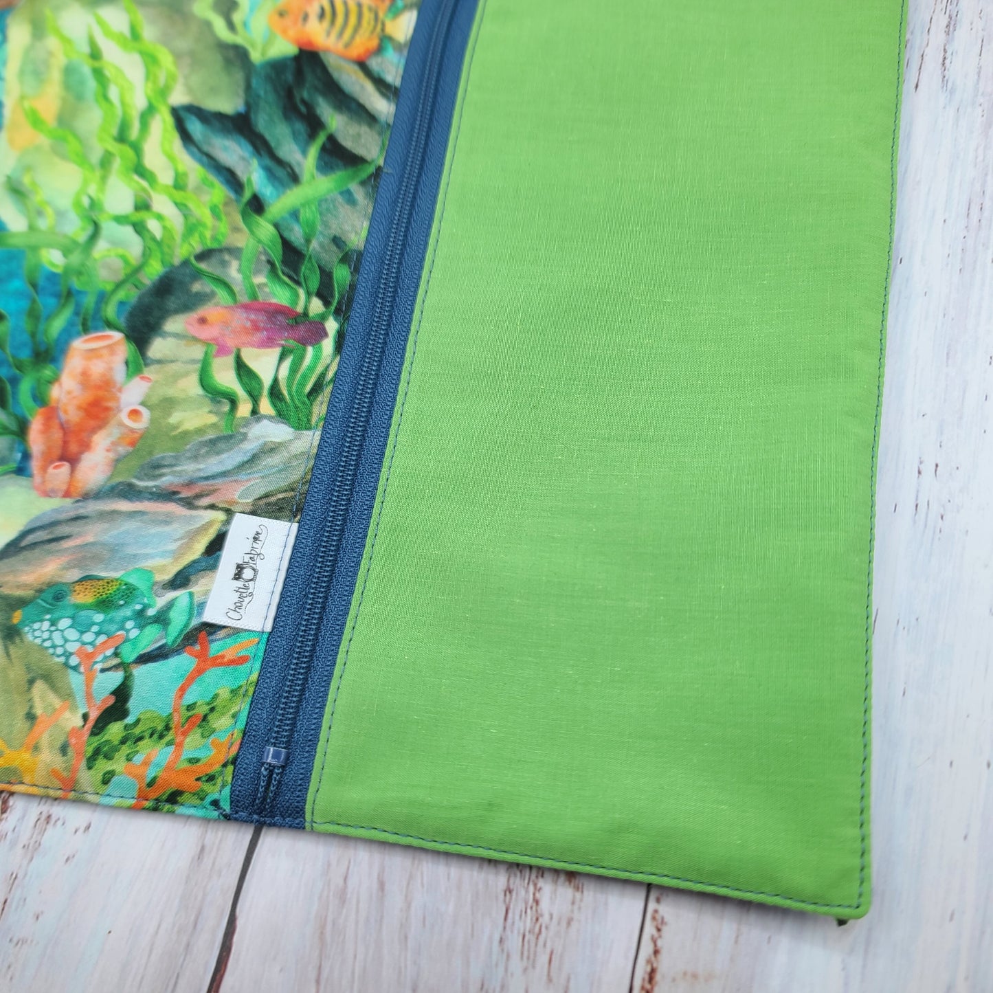 Napperon personnalise (Couleur d'impression au choix) - Animaux - Fonds marins - Pochette verte