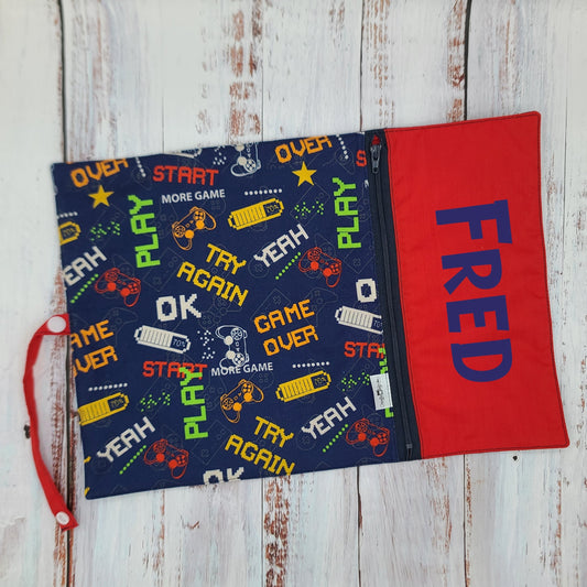 Napperon personnalise (Couleur d'impression au choix) - Gamer - Jeux vidéos - Game over - Pochette rouge