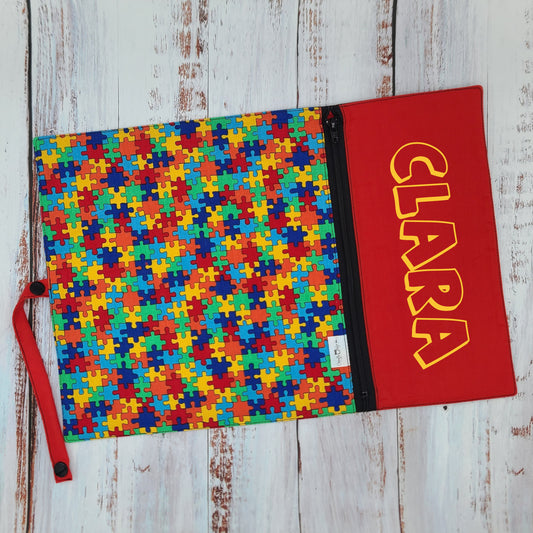 Napperon personnalisé (Couleur d'impression au choix) - Casse-tête - Pochette rouge