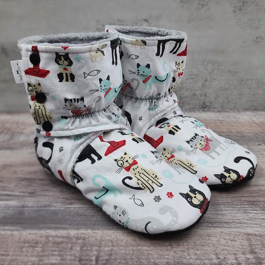 Pantoufles "Wrap" - Adultes - Hautes avec boutons à pression - Chats
