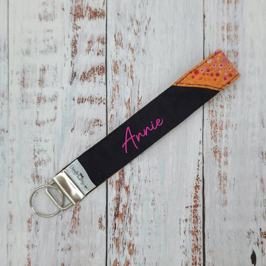 Porte-clé - PERSONNALISÉ - Dragonne - Poignet - Bulles multicouleurs - Bande noire