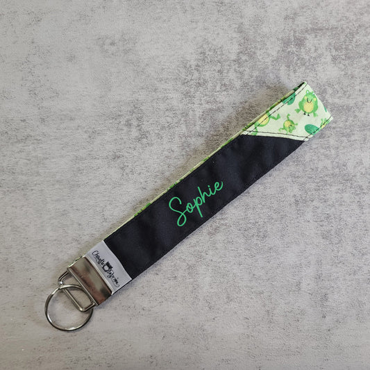 Porte-clé - PERSONNALISÉ - Dragonne - Poignet - Grenouilles - Bande noire
