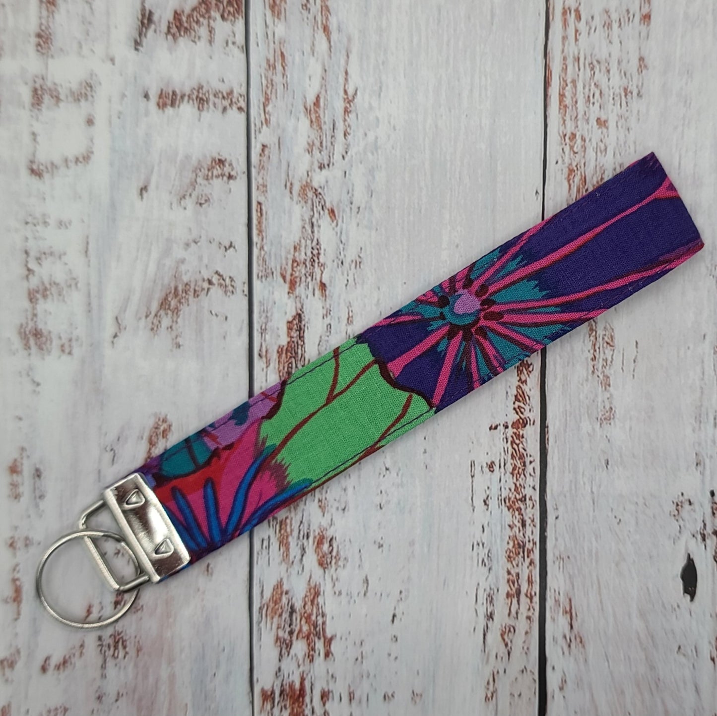Porte-clé - PERSONNALISÉ - Dragonne - Poignet - Fleurs Lilas/Violet - Bande violet