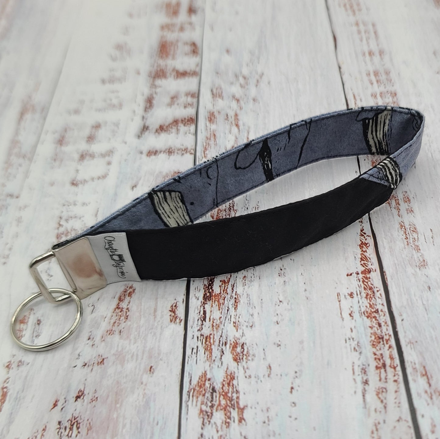 Porte-clé - PERSONNALISÉ - Dragonne - Poignet - Baleines - Bande noire