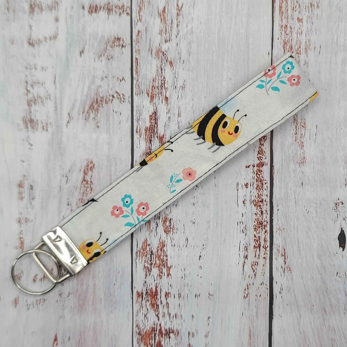 Porte-clé - PERSONNALISÉ - Dragonne - Poignet - Abeilles - Bande noire
