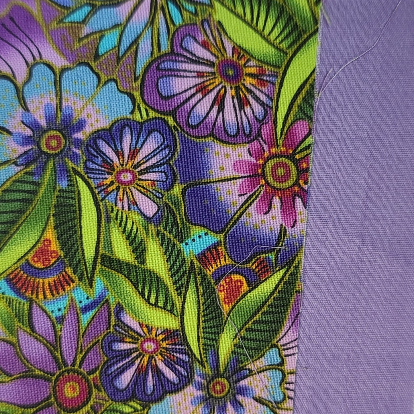 Porte-clé - PERSONNALISÉ - Dragonne - Poignet - Fleurs turquoise/violet - Bande lilas