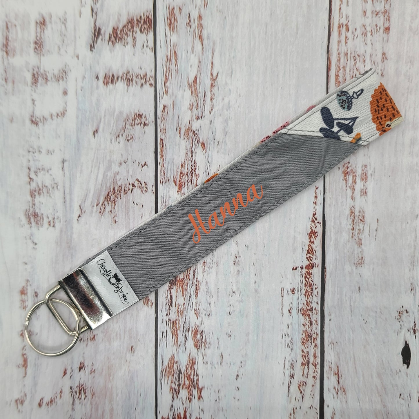 Porte-clé - PERSONNALISÉ - Dragonne - Poignet - Nature douce -  Hérissons & Lièvres - Bande grise
