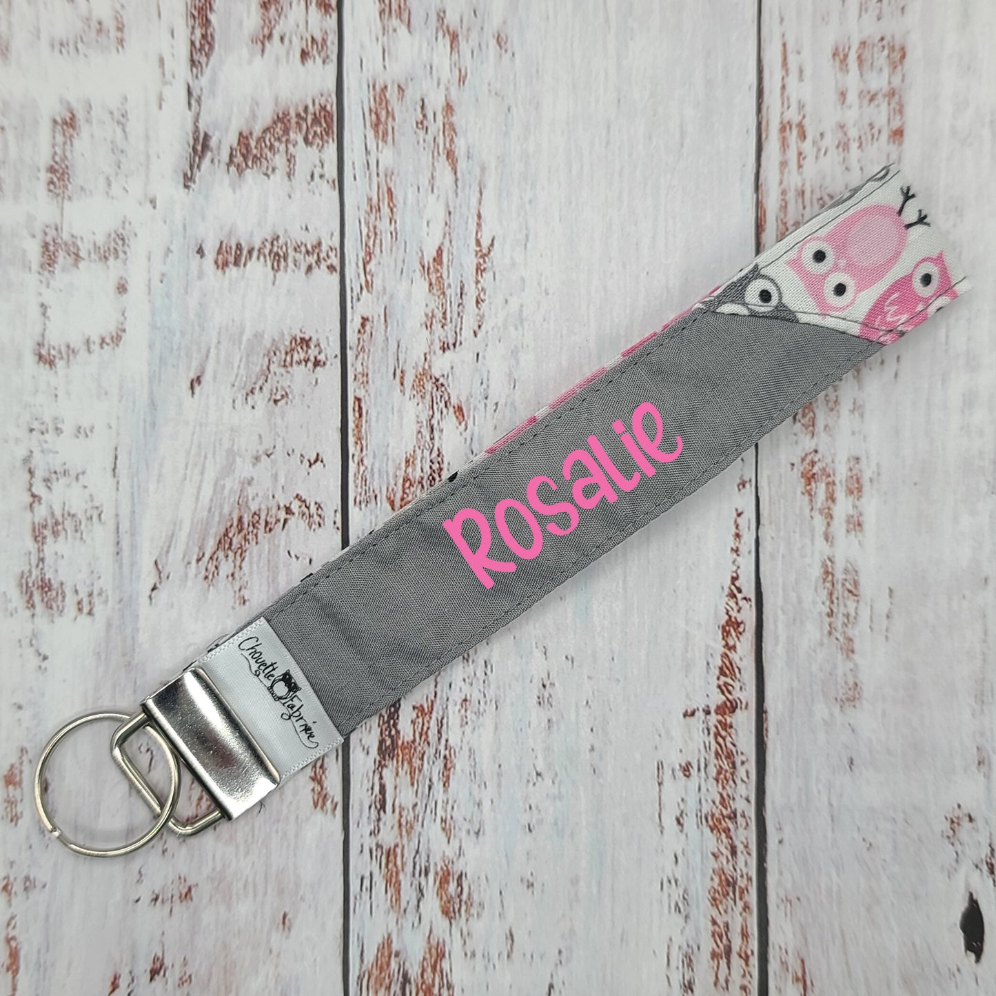 Porte-clé - PERSONNALISÉ - Dragonne - Poignet - Hiboux - Bande grise