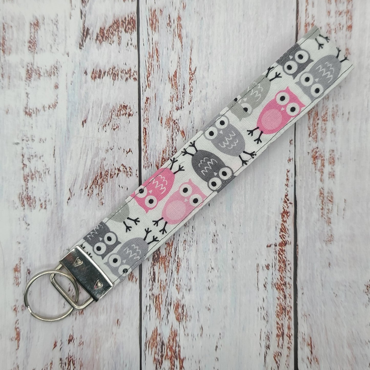 Porte-clé - PERSONNALISÉ - Dragonne - Poignet - Hiboux - Bande grise