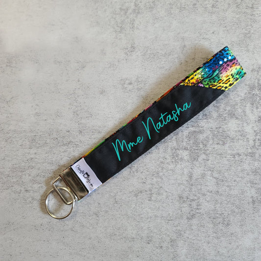 Porte-clé - PERSONNALISÉ - Dragonne - Poignet - Animaux - Lions - Bande noire