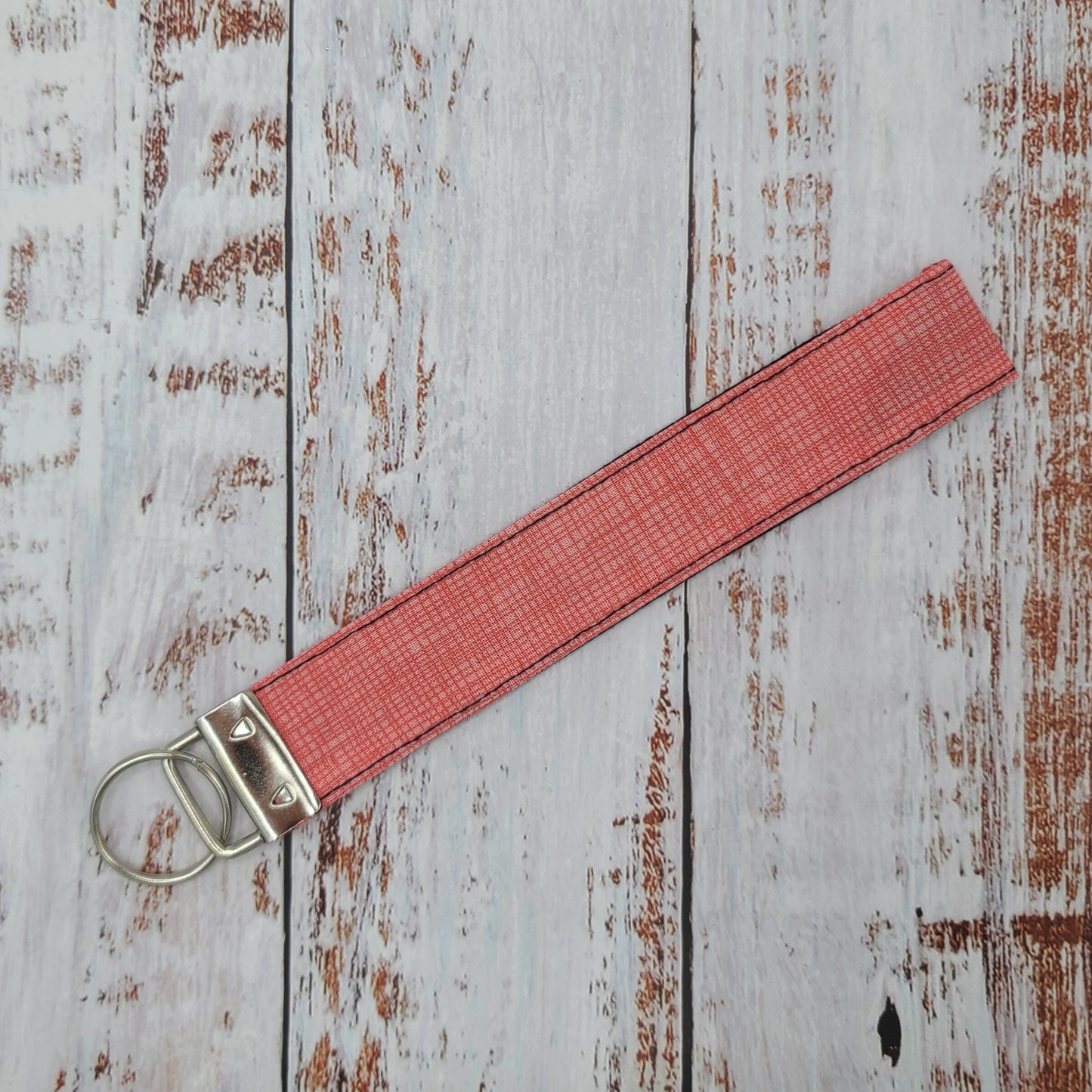 Porte-clé - PERSONNALISÉ - Dragonne - Poignet - Hachuré Corail - Bande noire